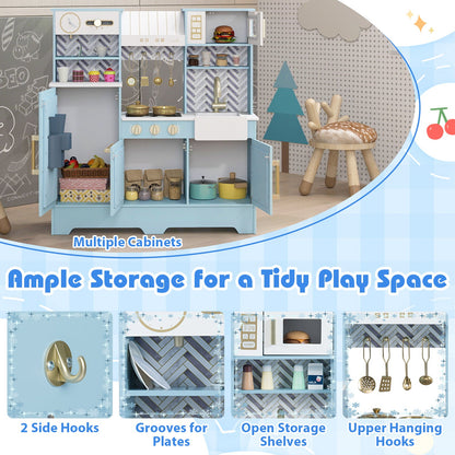 Kids Play Kitchen set by DirectDeals in blue and white with stove, sink and cabinets on Tampa Home & Garden Store