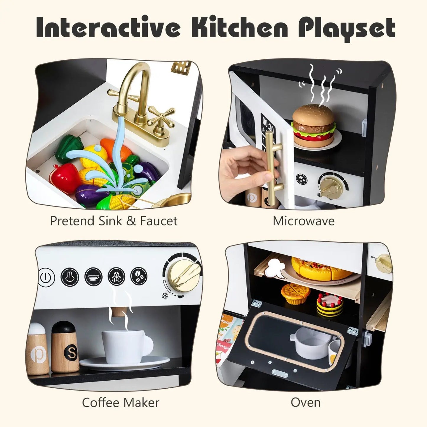 Kids Play Kitchen with Realistic Lights Sounds