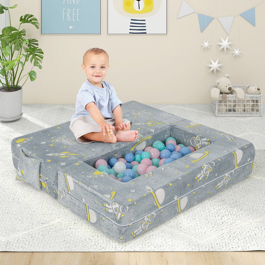 Kids Play Sofa with Ottoman and Removable & Machine Washable Cover-Gray - Tampa Home & Garden Store