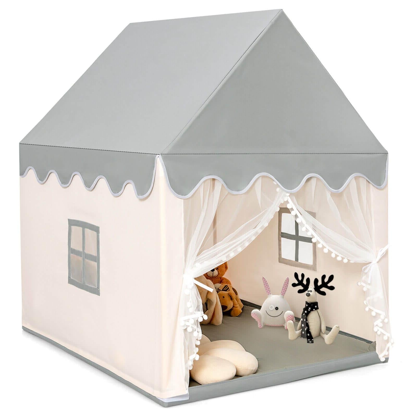 GemGear Kids Large Play Castle Fairy Tent with Mat gray roofed tent on Tampa Home & Garden Store