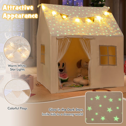 GemGear Kids Play Tent Large Playhouse beige fabric with glow in the dark stars on Tampa Home & Garden Store