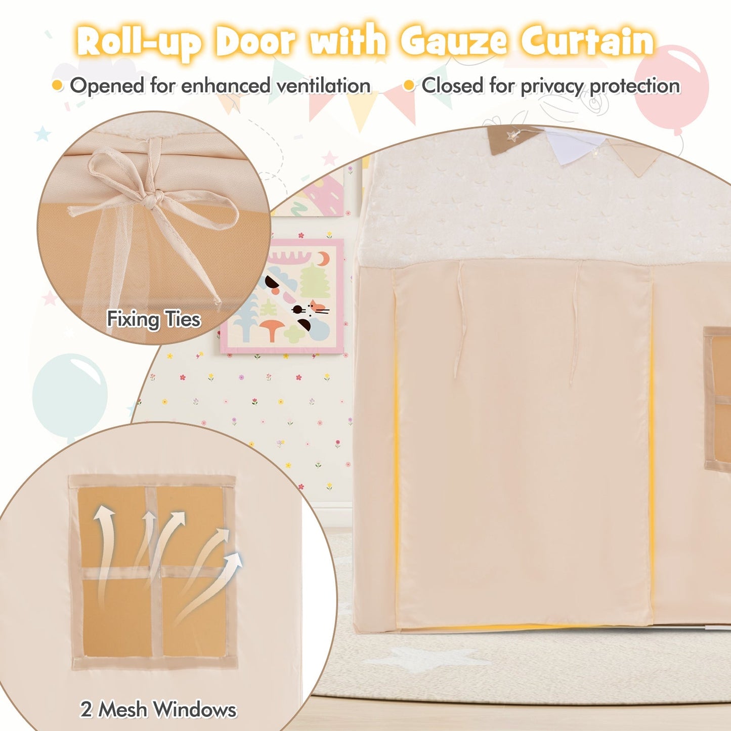 GemGear Kids Play Tent with glow-in-the-dark stars and mat, 2 mesh windows on Tampa Home & Garden Store