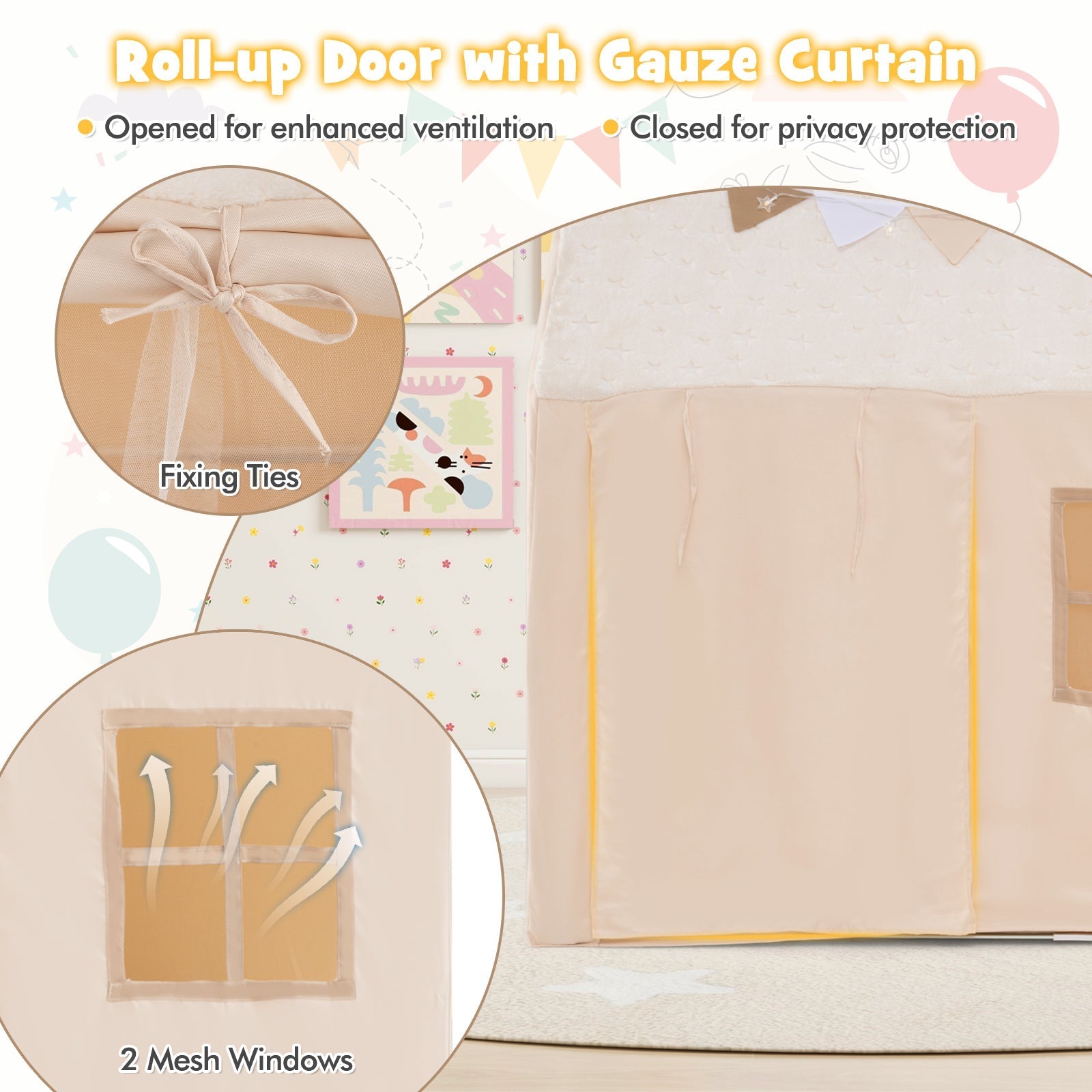 GemGear Kids Play Tent with glow-in-the-dark stars and mat, 2 mesh windows on Tampa Home & Garden Store