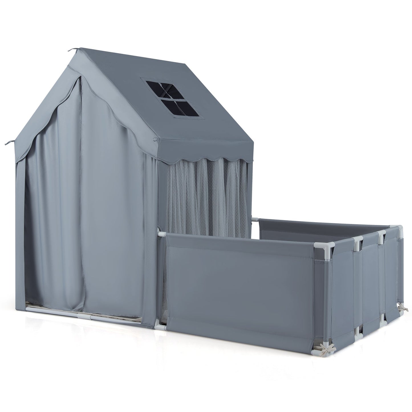 GemGear 2-in-1 Kids Play Tent with Playpen gray-blue playhouse with mesh curtains on Tampa Home & Garden Store
