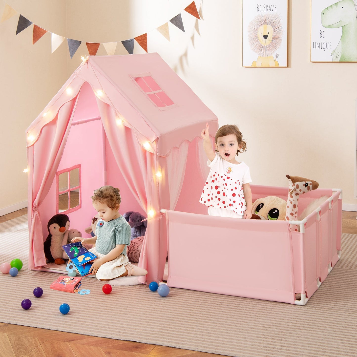 GemGear pink 2-in-1 kids play tent with playpen and yard on Tampa Home & Garden Store