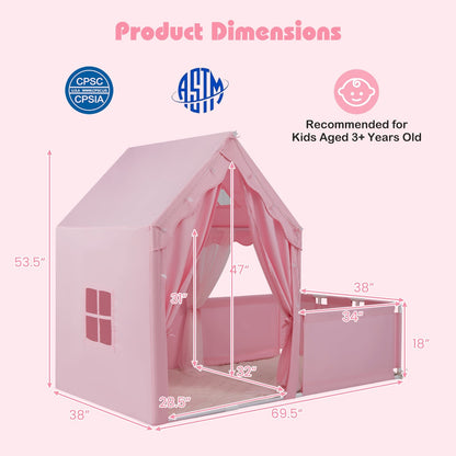 Kids Play Tent with Playpen 2-in-1 playhouse by GemGear pink fabric with yard on Tampa Home & Garden Store