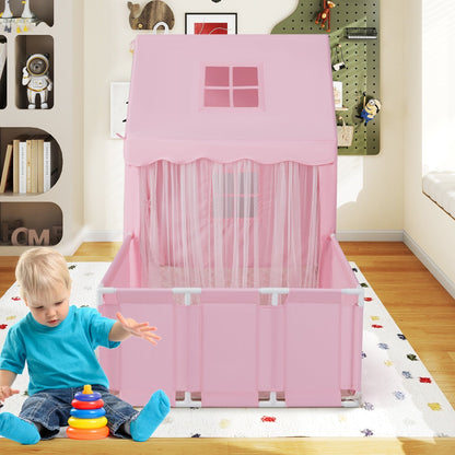 GemGear pink 2-in-1 kids play tent with playpen and sheer curtains for toddlers on Tampa Home & Garden Store