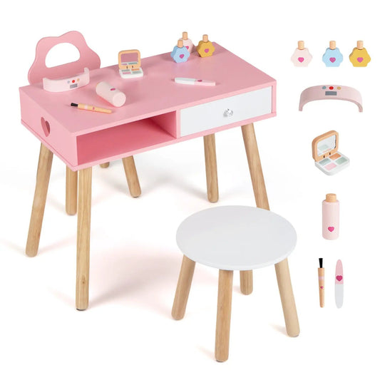 Kids Nail Salon Playset with Chair and Stool