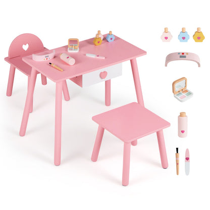 Kids Nail Salon Playset with Table and Stools