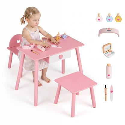 Kids Nail Salon Playset with Table and Stools