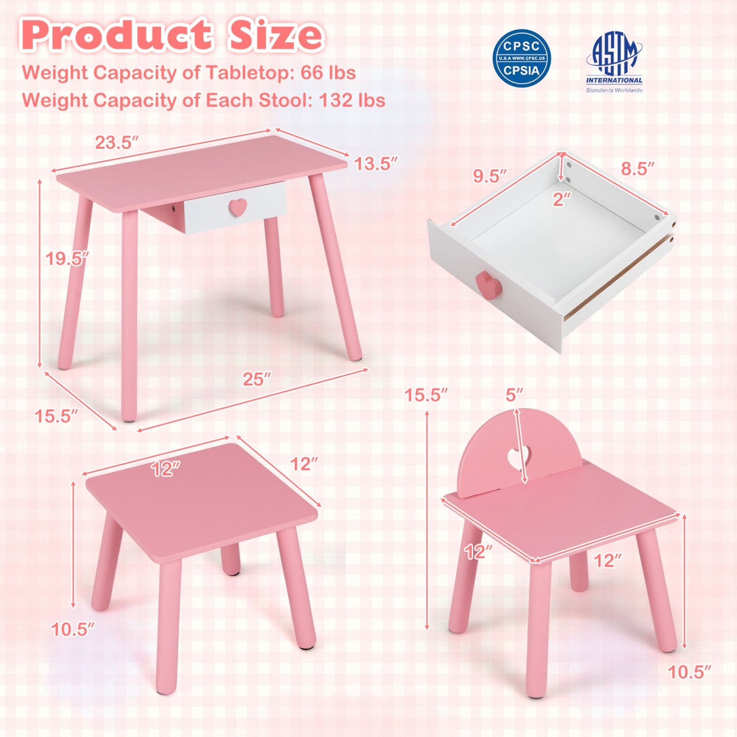 Kids Nail Salon Playset with Table and Stools
