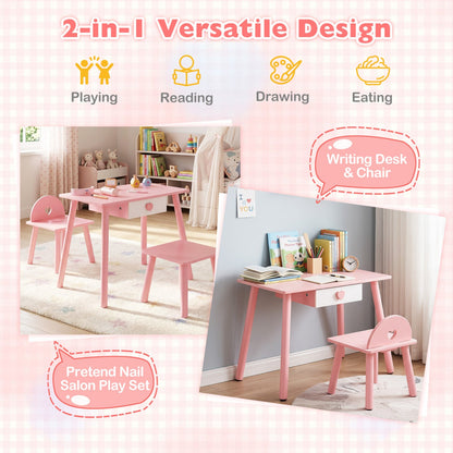 Kids Nail Salon Playset with Table and Stools