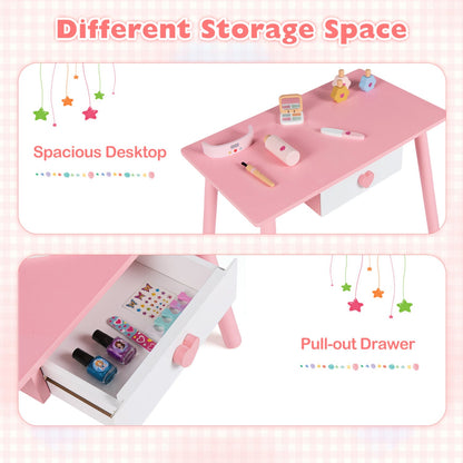 Kids Nail Salon Playset with Table and Stools