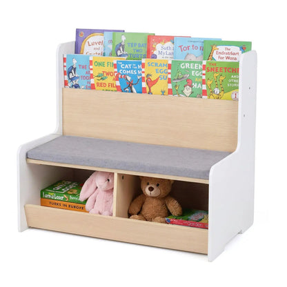 Kids Reading Nook with Bench Bookshelf 2 Cubbies
