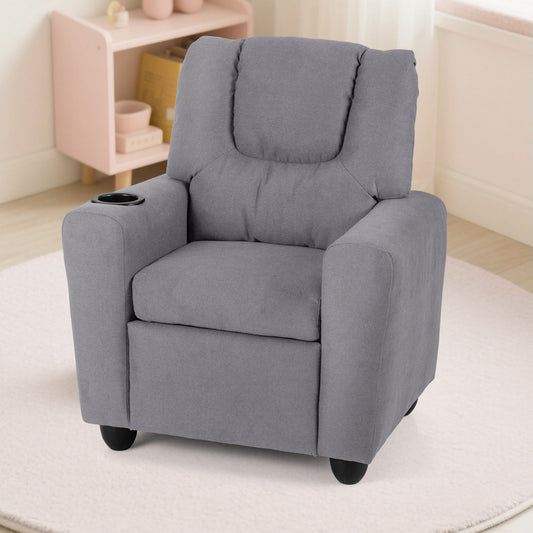 Kids Recliner Chair Push Back Toddler Reclining Armchair with Cup Holder - Tampa Home & Garden Store