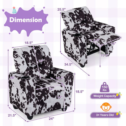 Kids Recliner Chair Push Back Toddler Reclining Armchair with Cup Holder
