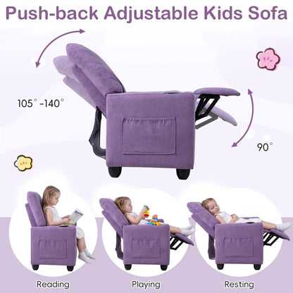 Kids Recliner Sofa with Adjustable Footrest and Cup Holder