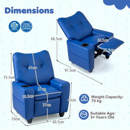 Kids recliner chair by DirectDeals, blue with cup holder and adjustable backrest on Tampa Home & Garden Store