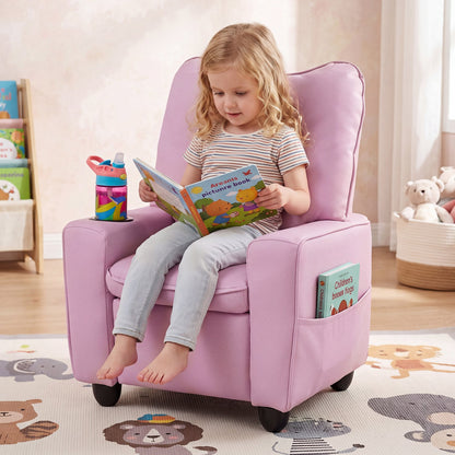 DirectDeals kids recliner chair pink upholstery with cup holder and adjustable backrest on Tampa Home & Garden Store