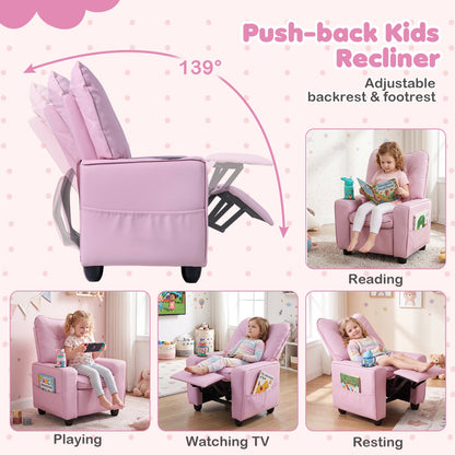 Kids recliner chair pink with cup holder and adjustable backrest by DirectDeals on Tampa Home & Garden Store