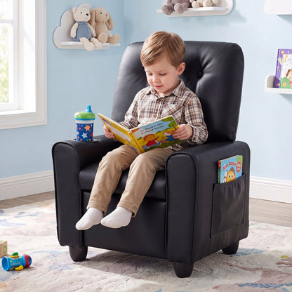 Kids Recliner Chair with Cup Holder & Adjustable Backrest in black by DirectDeals on Tampa Home & Garden Store