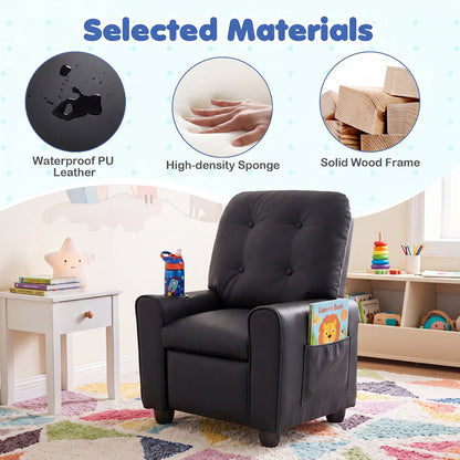Kids Recliner Chair with Cupholder & Adjustable Backrest in black PU leather by DirectDeals on Tampa Home & Garden Store