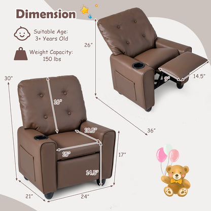 DirectDeals kids recliner chair with cup holder and adjustable backrest leather, 2 units on Tampa Home & Garden Store