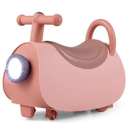 Kids push car ride-on by DirectDeals in pink with music and storage, T-bar handle, headlight on Tampa Home & Garden Store