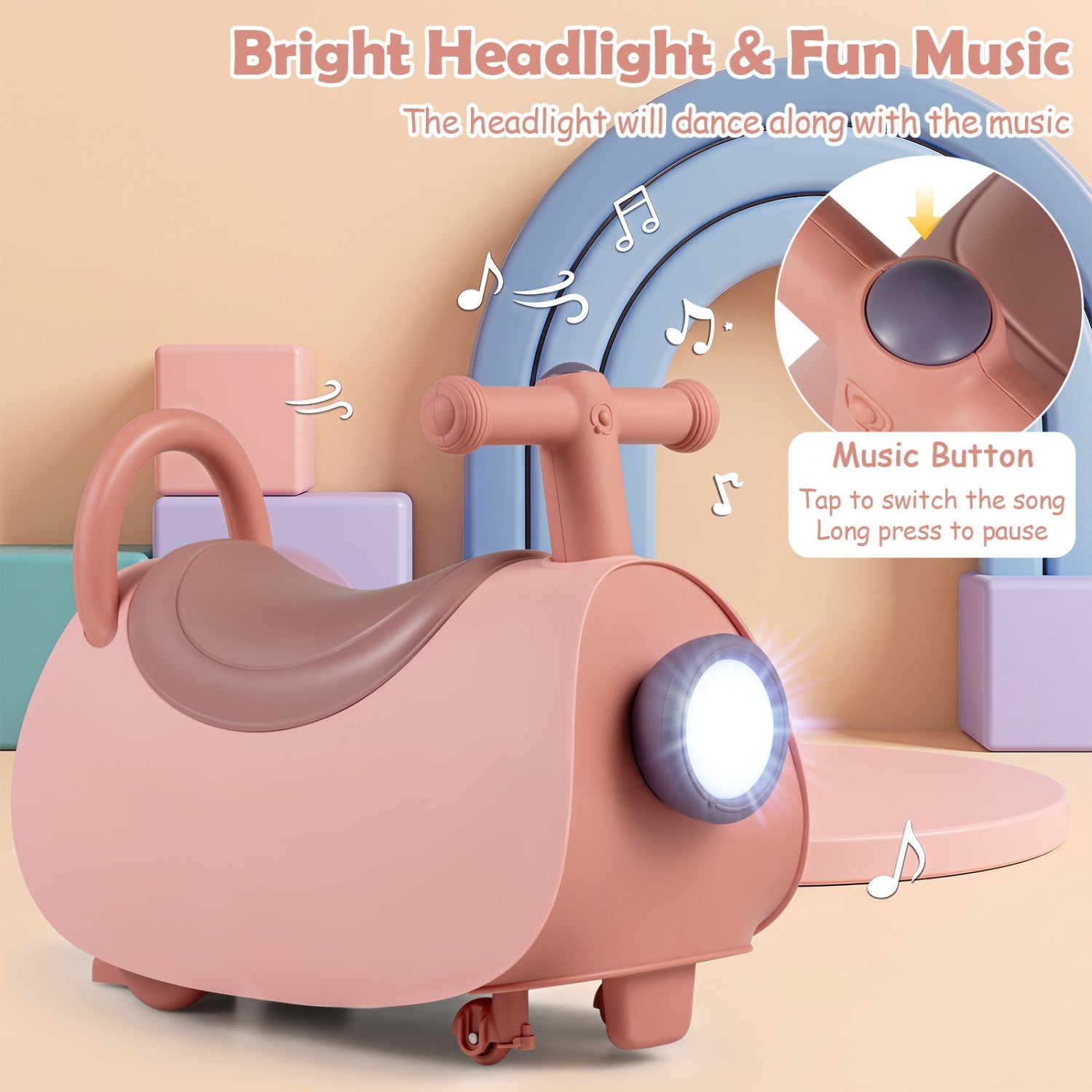 Kids Push Car with Music & Storage in pink plastic; ride-on toy for 18-36 months by DirectDeals on Tampa Home & Garden Store