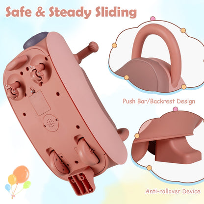 Kids push car ride-on toy pink with music and storage, backrest push-bar design on Tampa Home & Garden Store