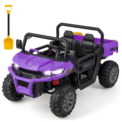 2-Seater Kids Ride On Dump Truck with Dump Bed and Shovel-Black
