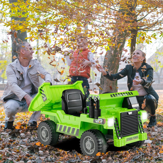 Kids Ride on Dump Truck 12V Ride on Car with Electric Dump Bed-Green - Tampa Home & Garden Store