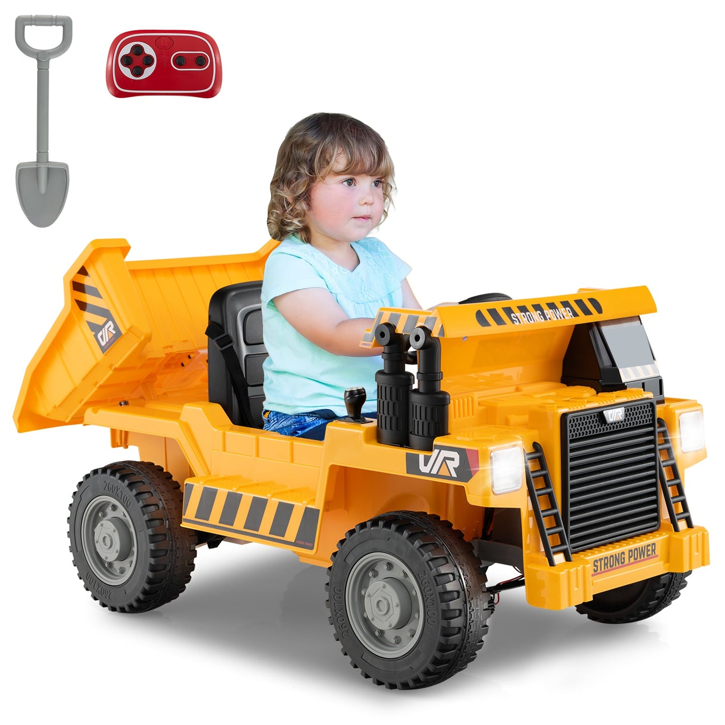 Kids Ride on Dump Truck 12V Ride on Car with Electric Dump Bed-Green