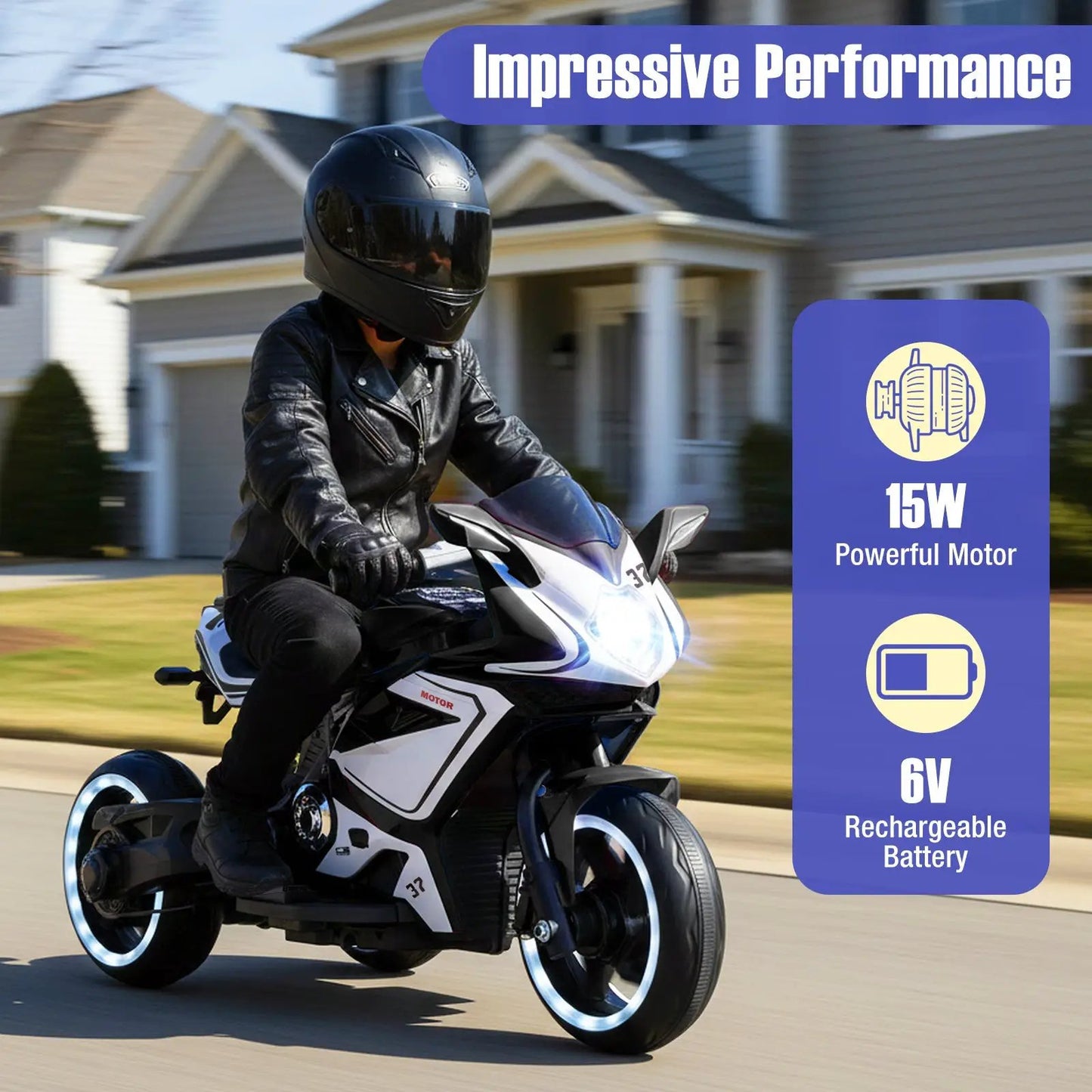Kids Ride on 6V Battery Powered Motorcycle