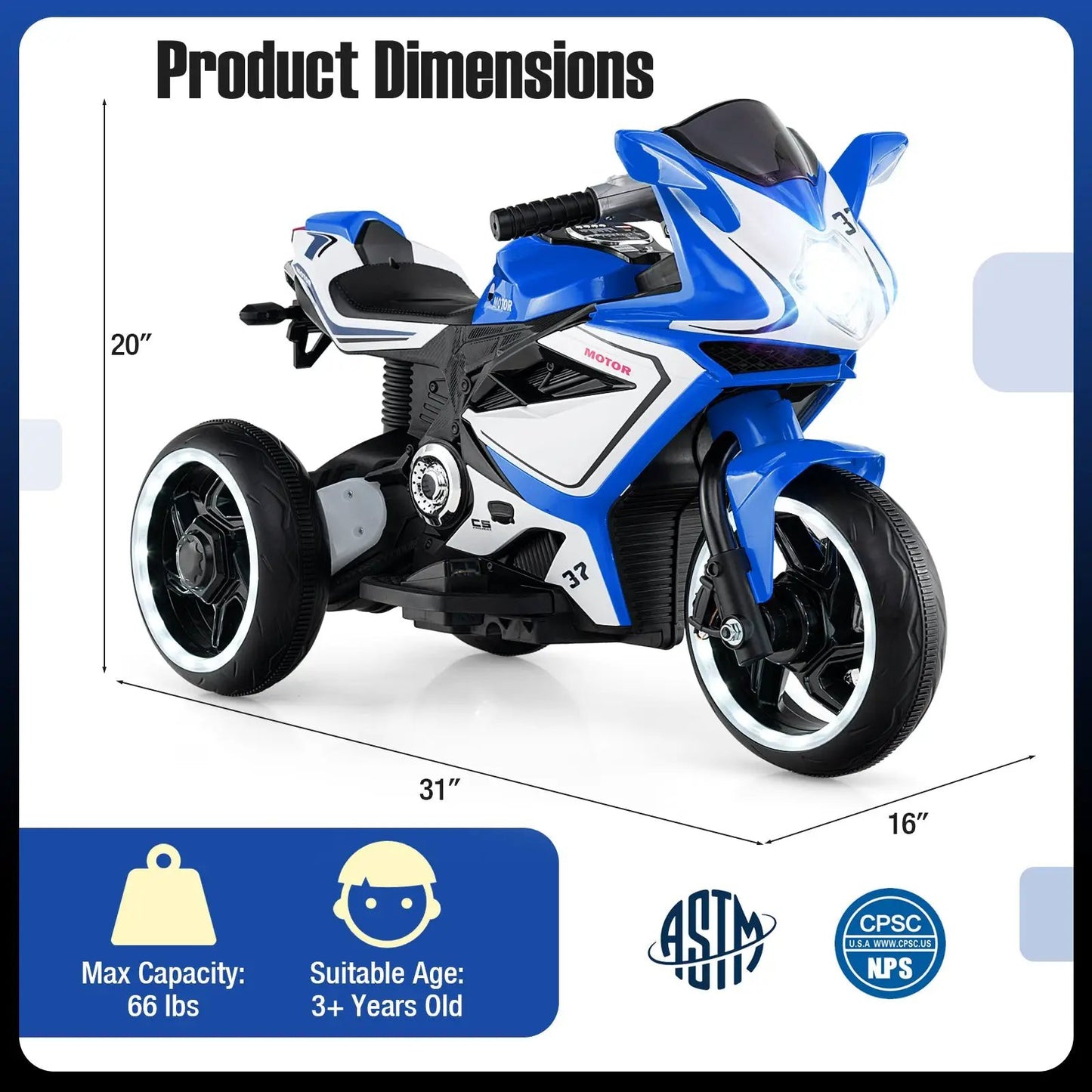 Kids Ride on 6V Battery Powered Motorcycle