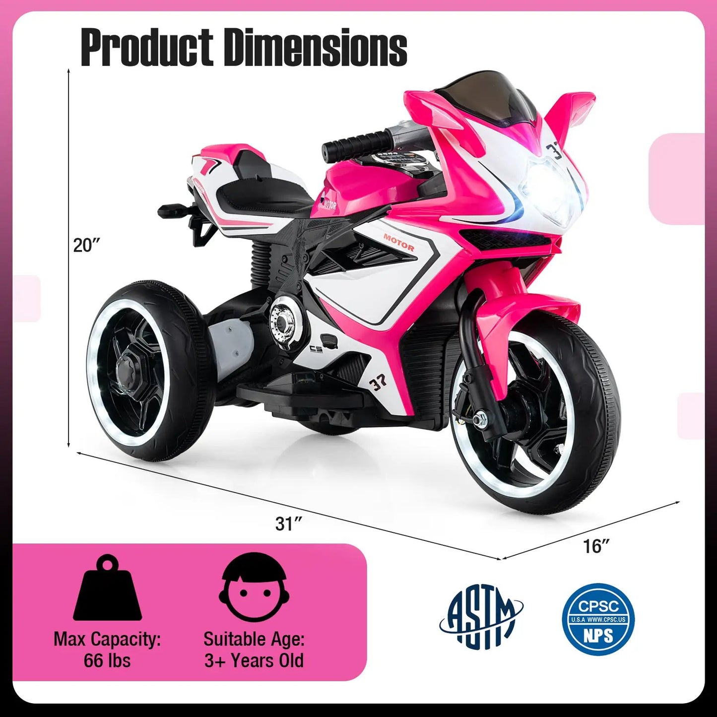 Kids Ride on 6V Battery Powered Motorcycle