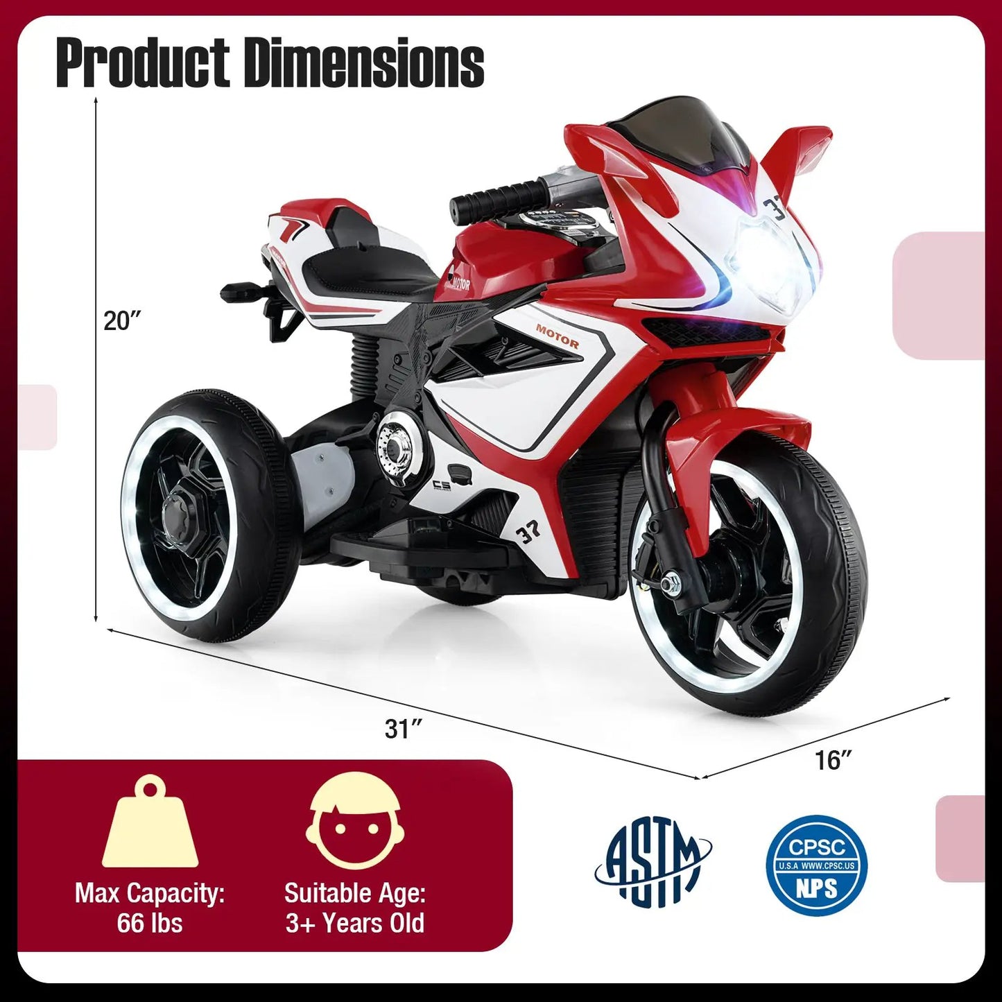 Kids Ride on 6V Battery Powered Motorcycle