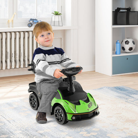 3-in-1 Licensed Lamborghini Ride on Push Car with Handle Guardrail-Green - Tampa Home & Garden Store