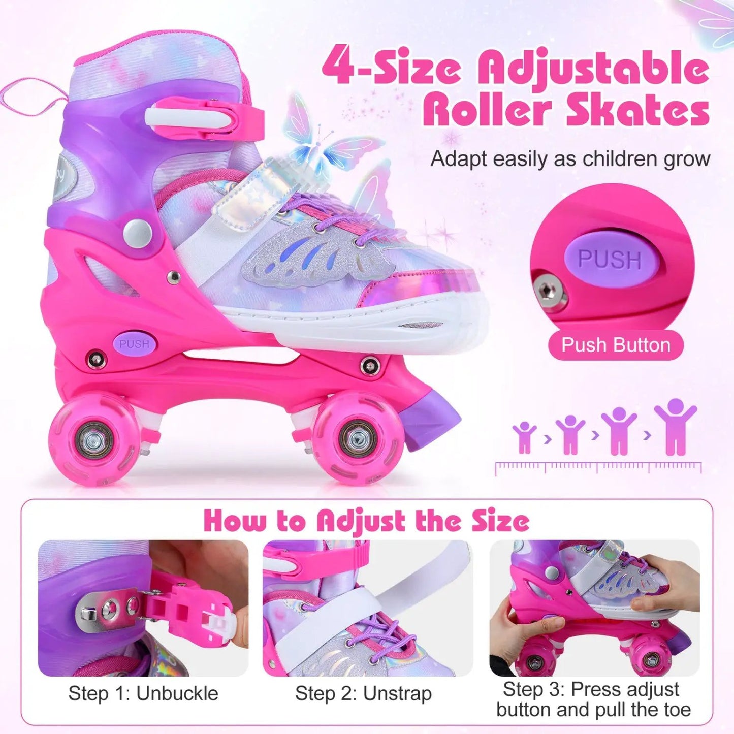 Kids Roller Skates for Toddlers Light Up Wheels
