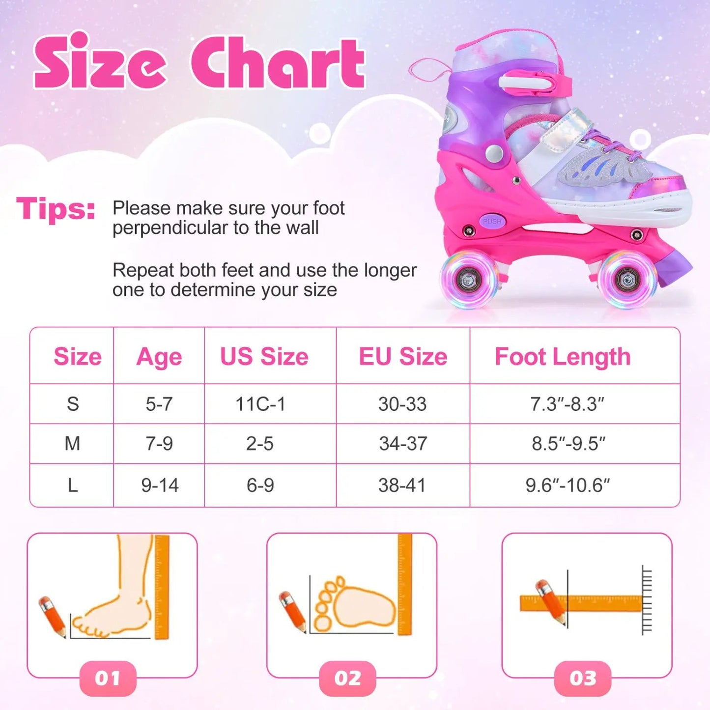 Kids Roller Skates for Toddlers Light Up Wheels