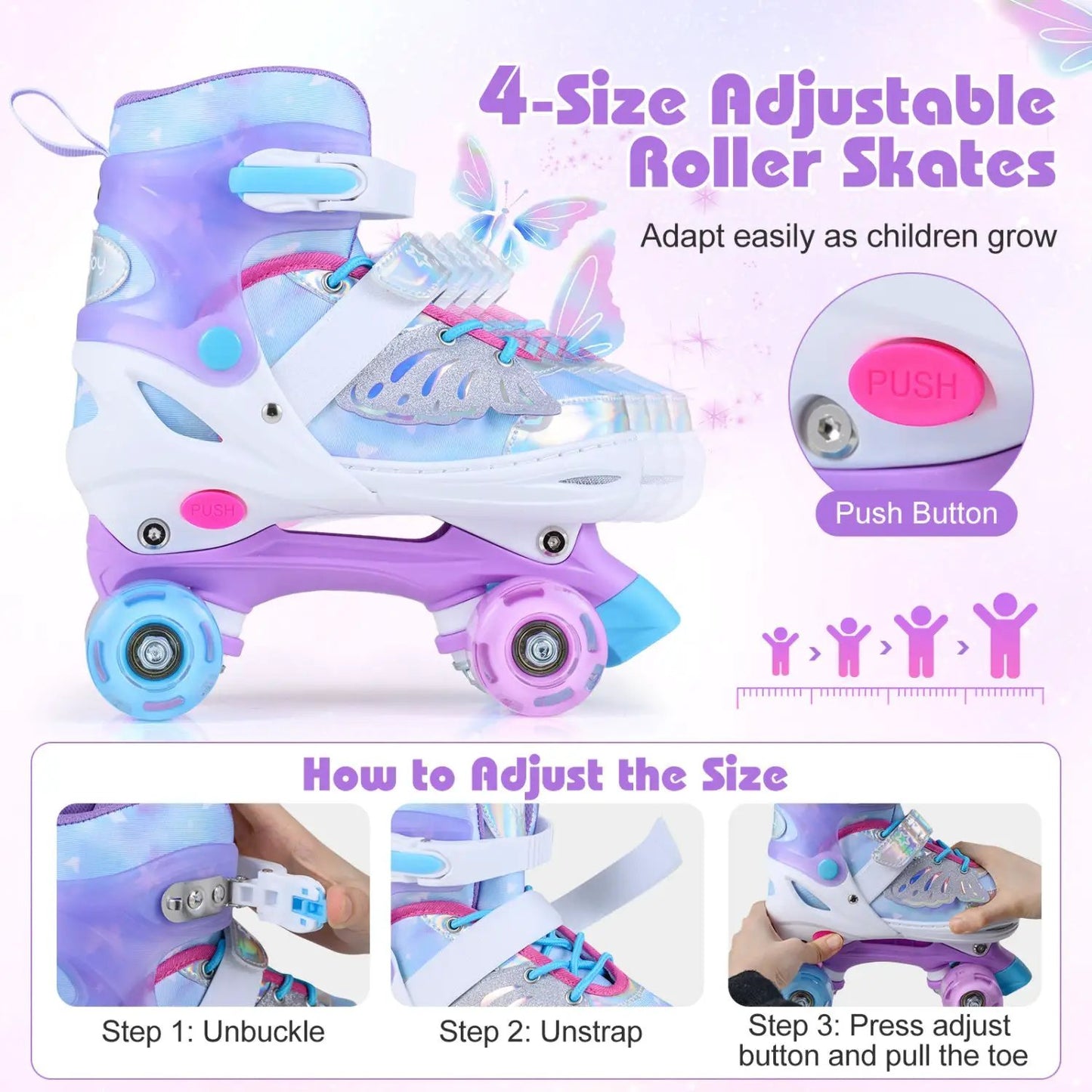 Kids Roller Skates Ages 5 7 Bright Lights