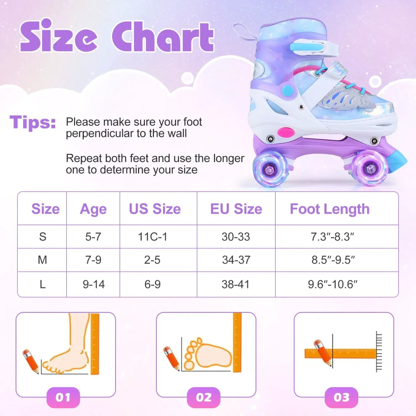 Kids Roller Skates Ages 5 7 Bright Lights