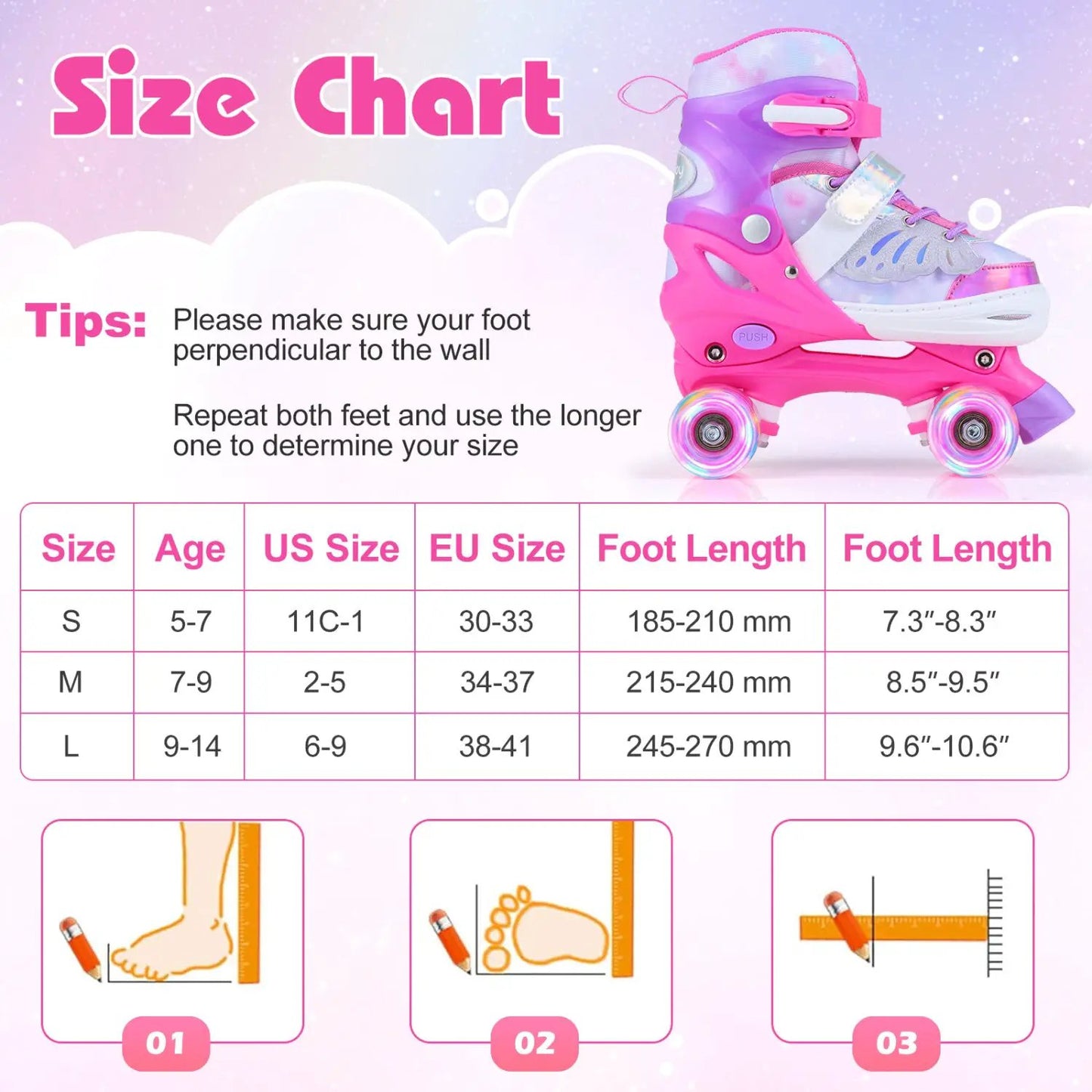 Kids Roller Skates Ages 5 7 Bright Lights