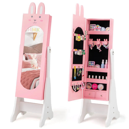 Kids Vanity Set with Mirror Chair Storage White
