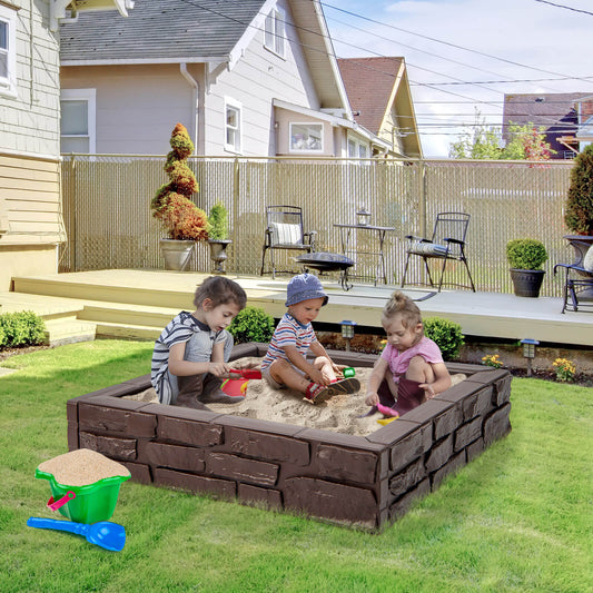 2-In-1 HDPE Kids Sandbox with Cover and Bottom Liner - Tampa Home & Garden Store