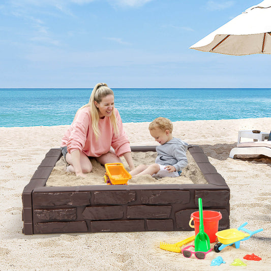 2-In-1 HDPE Kids Sandbox with Cover and Bottom Liner - Tampa Home & Garden Store