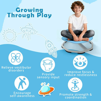 Kids Sensory Swivel Chair 360 Spin with Base