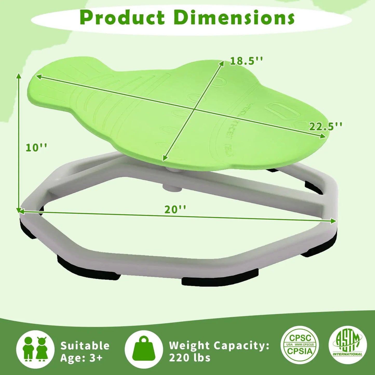 Kids Sensory Swivel Chair 360 Spin with Base