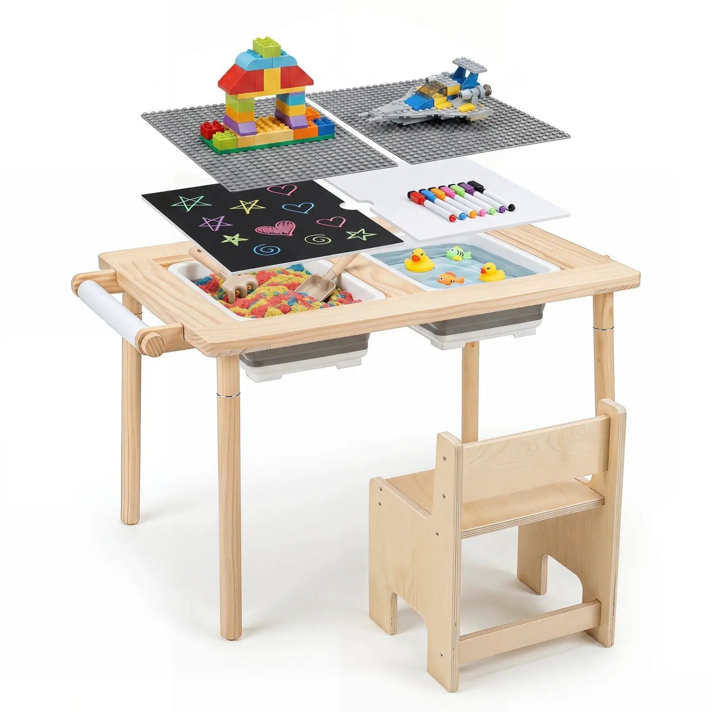 Kids Sensory Table Set Adjustable Height Chairs