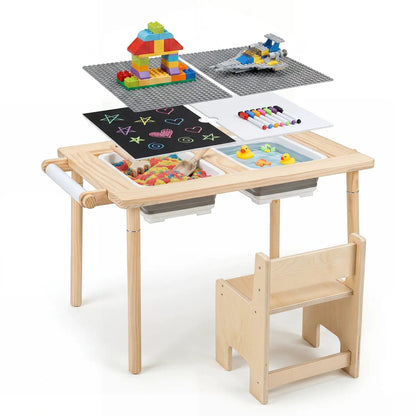 Kids Sensory Table Set Adjustable Height Chairs